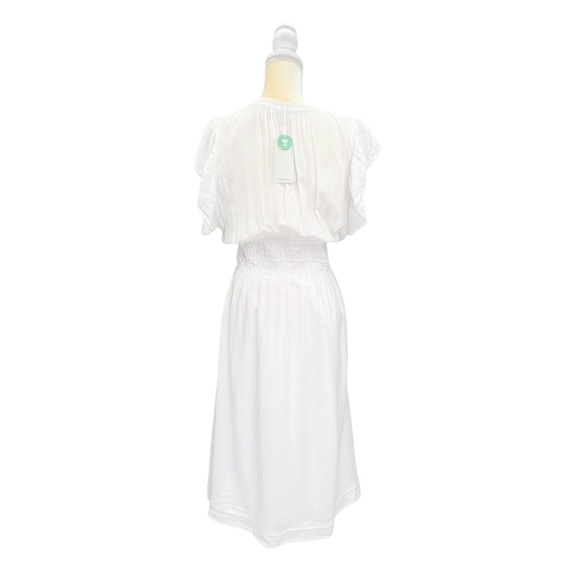 Rails Iona Midi Dress Size Medium Peasant White Linen Flutter Sleeve New NWT - Picture 5 of 11
